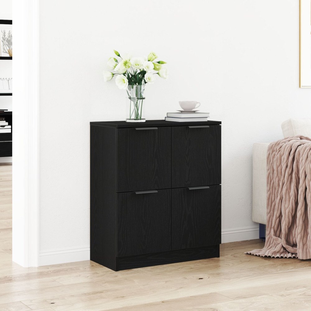 vidaXL Svart Ek Skåp - 60 x 30 x 70 cm - Tillverkat av Konstruerat Trä