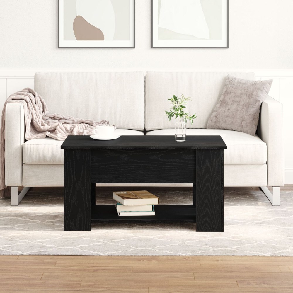 vidaXL Svart Ek Kaffeebord 79x49x41 cm tillverkat av konstruerat trä