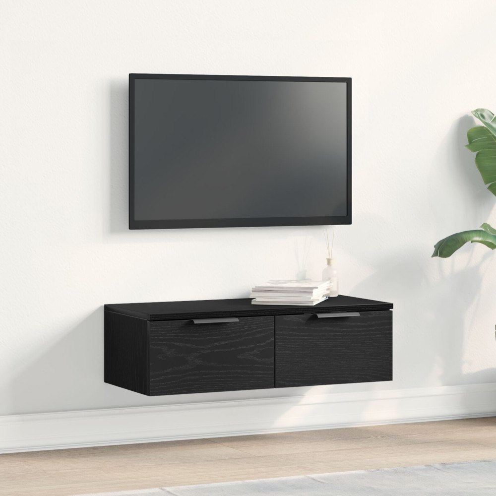 vidaXL Väggskåp med låda Svart ek 68 x 30 x 20 cm Konstruerat trä