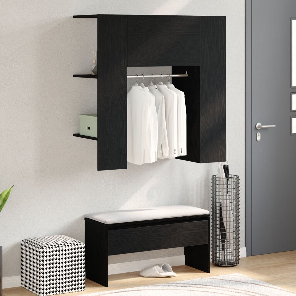 vidaXL Hallway Cabinet Svart Ek 97,5x37x99 cm Konstruerat trä
