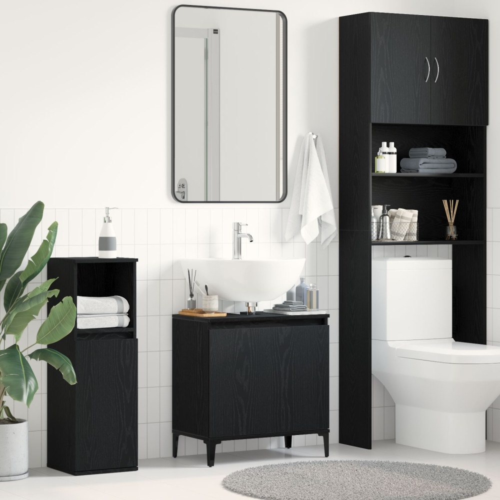 vidaXL Handfatsskåp svart ek 58x33x60 cm konstruerat trä