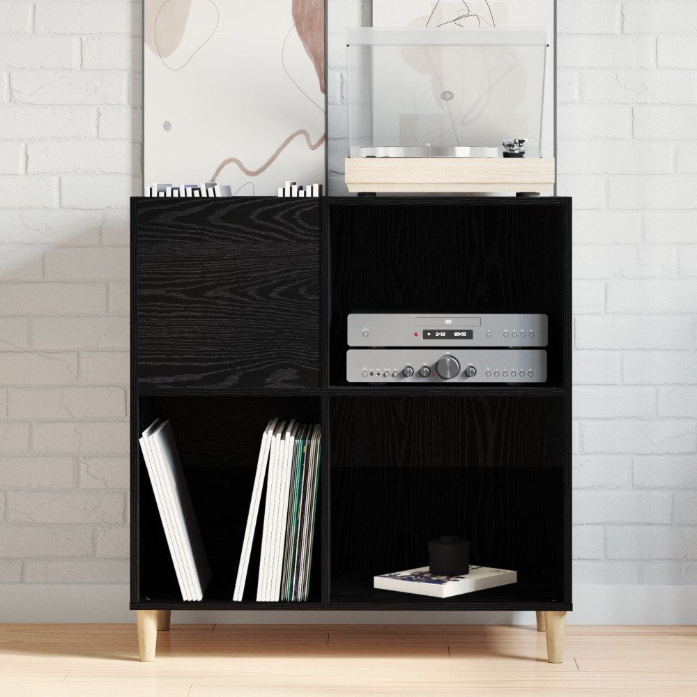 vidaXL Skåp för vinylskivor svart ek 84,5x38x89 cm konstruerat trä