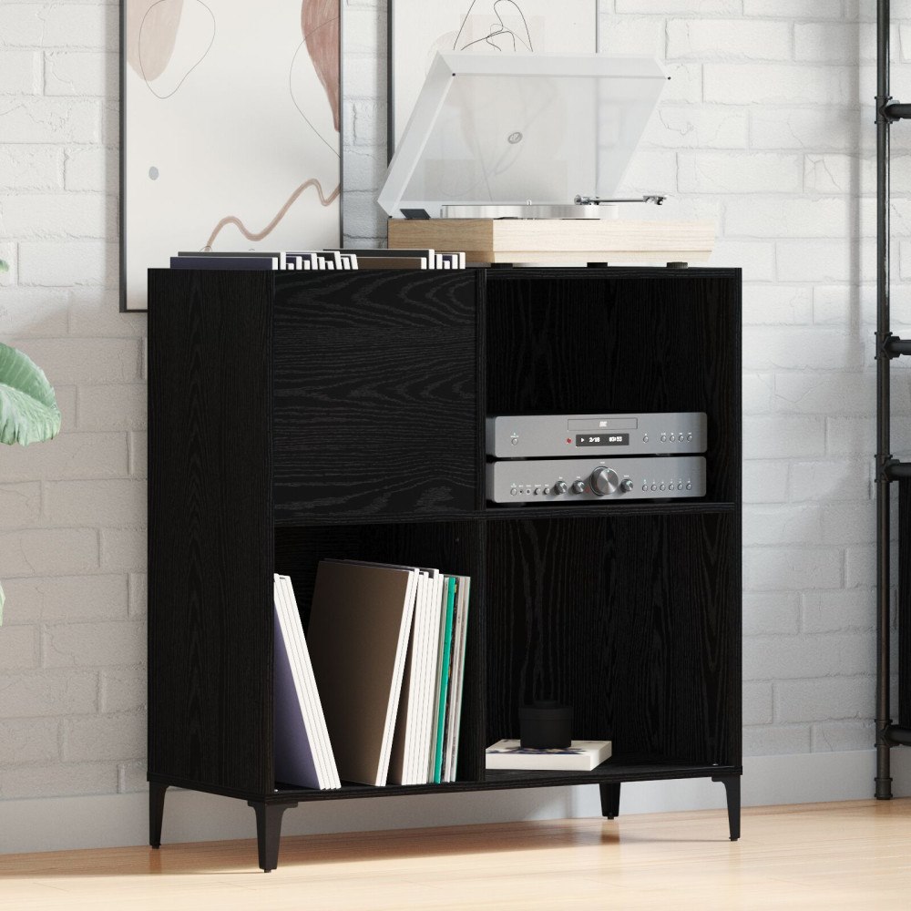 vidaXL Skåp för skivor Svart Ek 84,5x38x89 cm Konstruerat trä