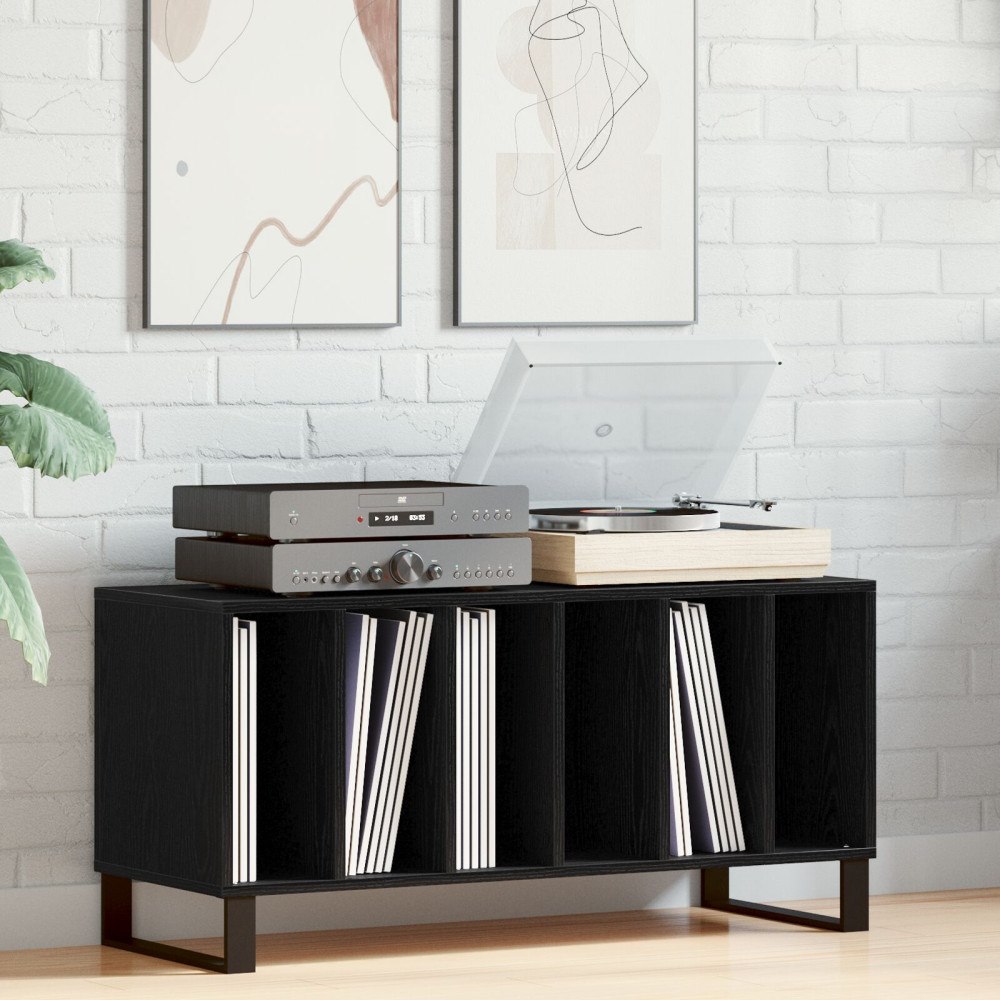 vidaXL Skåp för vinylskivor svart ek 100x38x48 cm konstruerat trä
