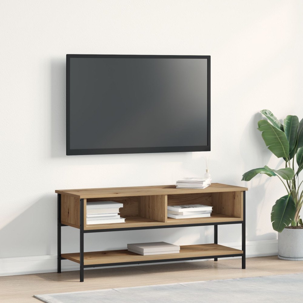 vidaXL TV-bänk Artisan Ek 100x35x45 cm Konstruerat trä och Stål