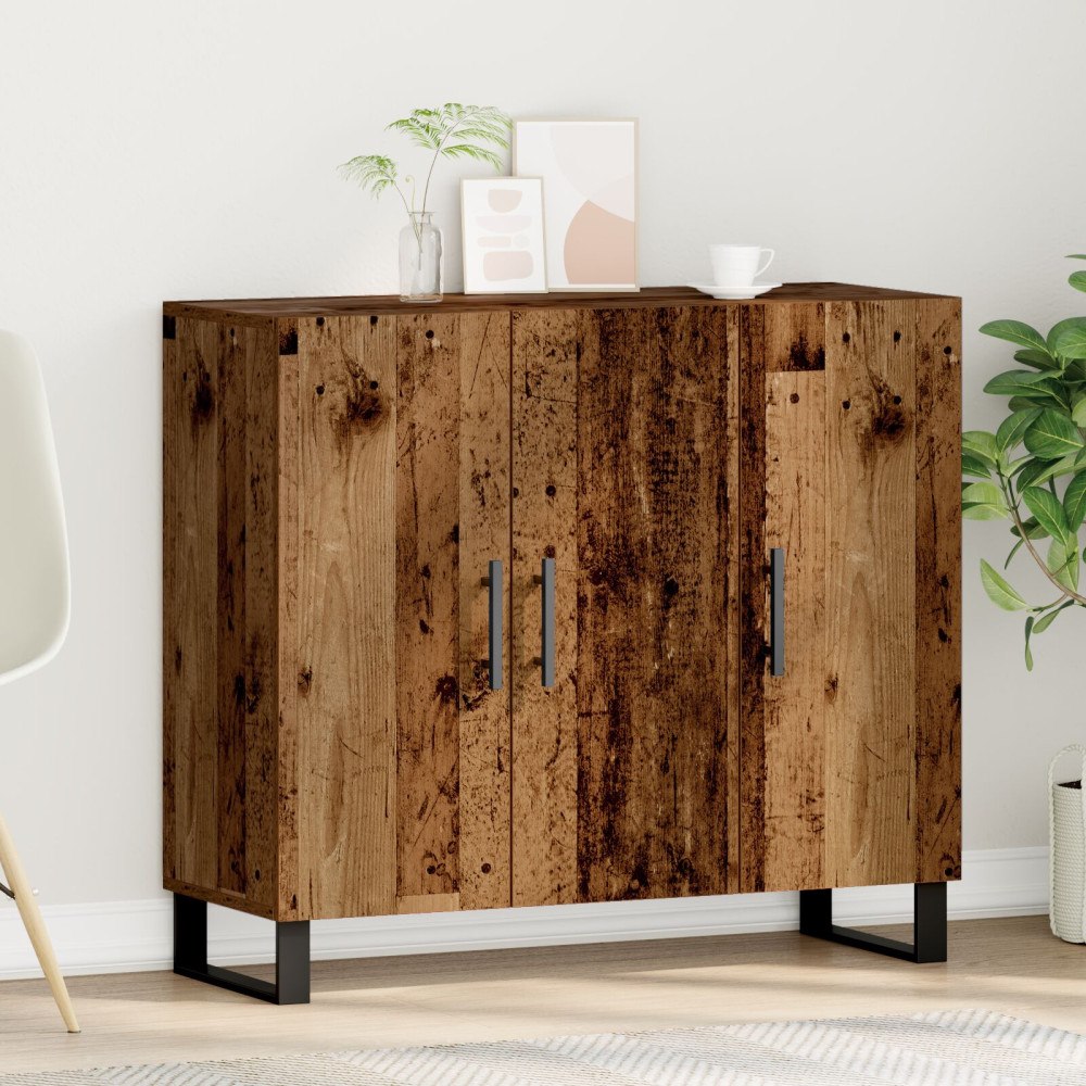 vidaXL Sideboard med 3 Dörrar Gamla Trä 90x34x80 cm Ingenjörsträ