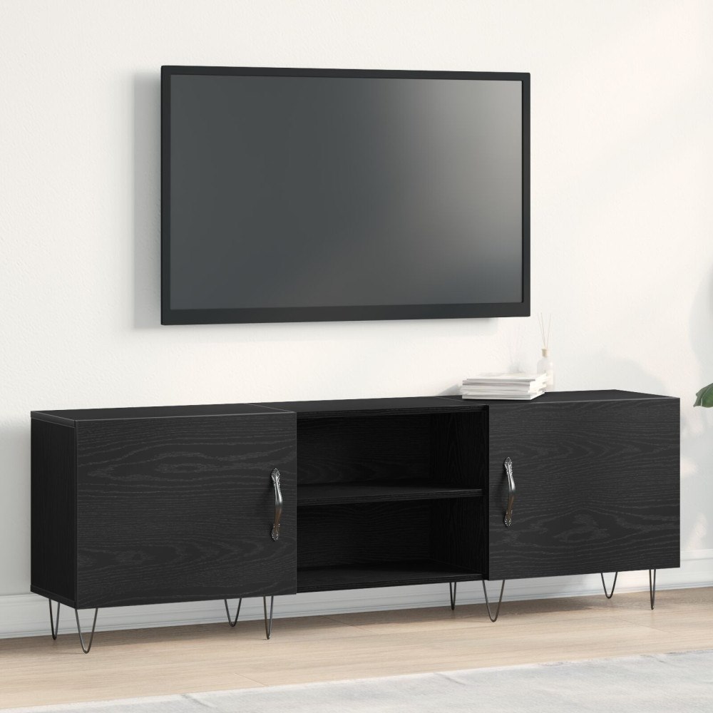 vidaXL TV-bänk Svart Ek 150x30x50 cm Konstruerat trä