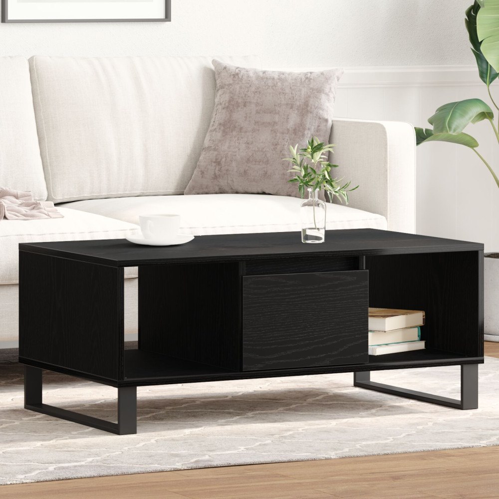 vidaXL Kaffeebord Svart Ek 90x50x36,5 cm Tillverkat av trä