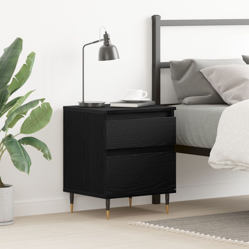 vidaXL Sängbord svart ek 40x35x50 cm konstruerat trä
