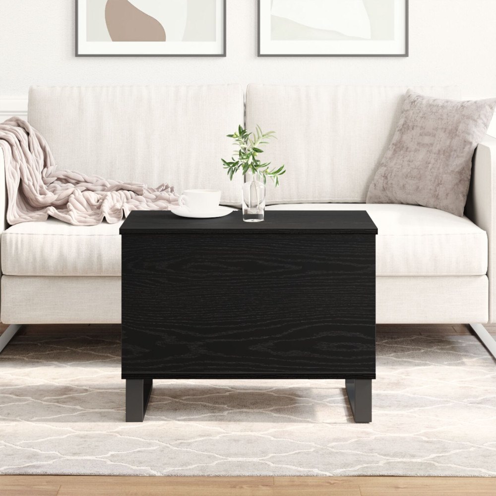 vidaXL Kaffeebord Lyftlock Svart Ek 60x44,5x45 cm Konstruerat trä