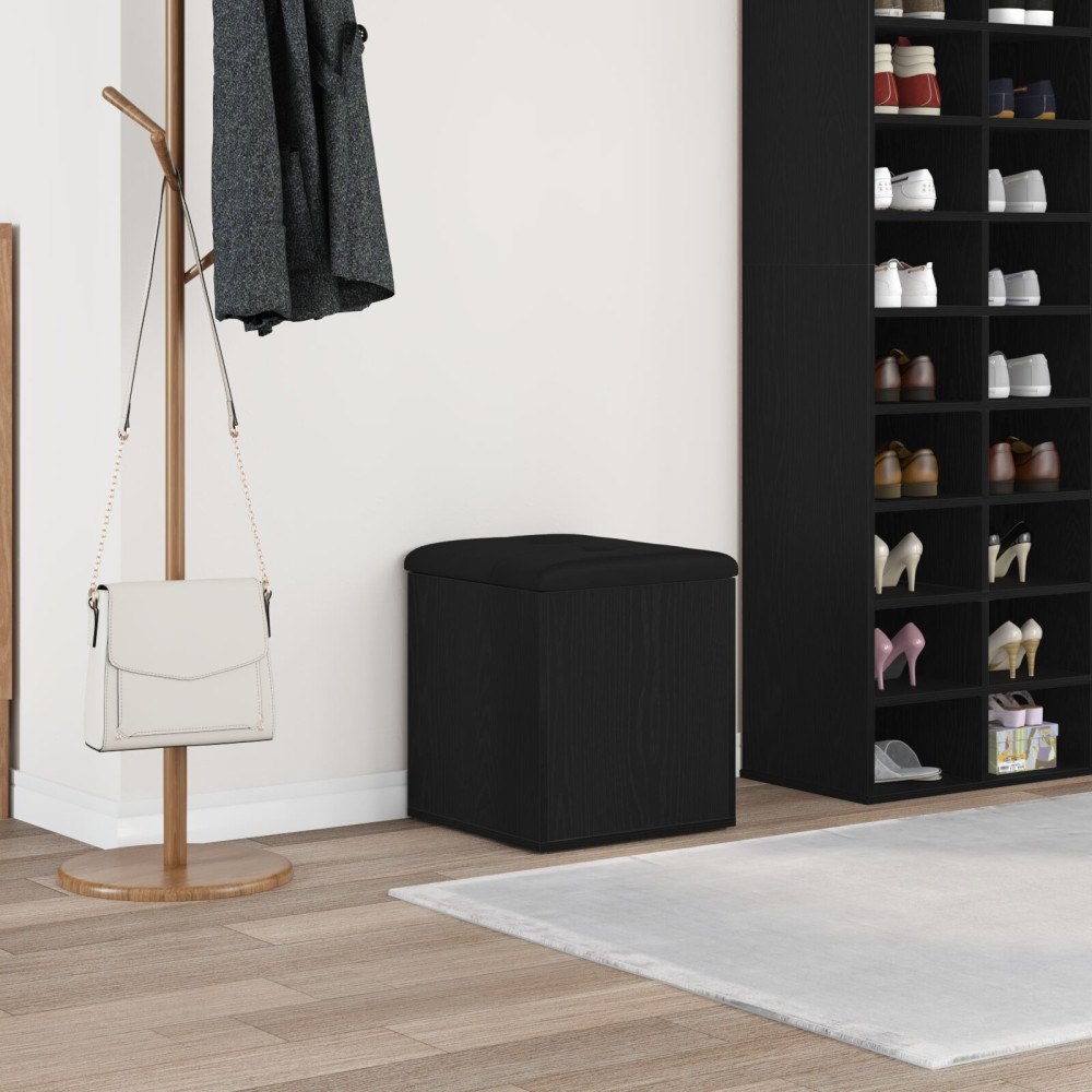 vidaXL Förvaringsbänk Svart Ek 40x40x45 cm Konstruerat Trä