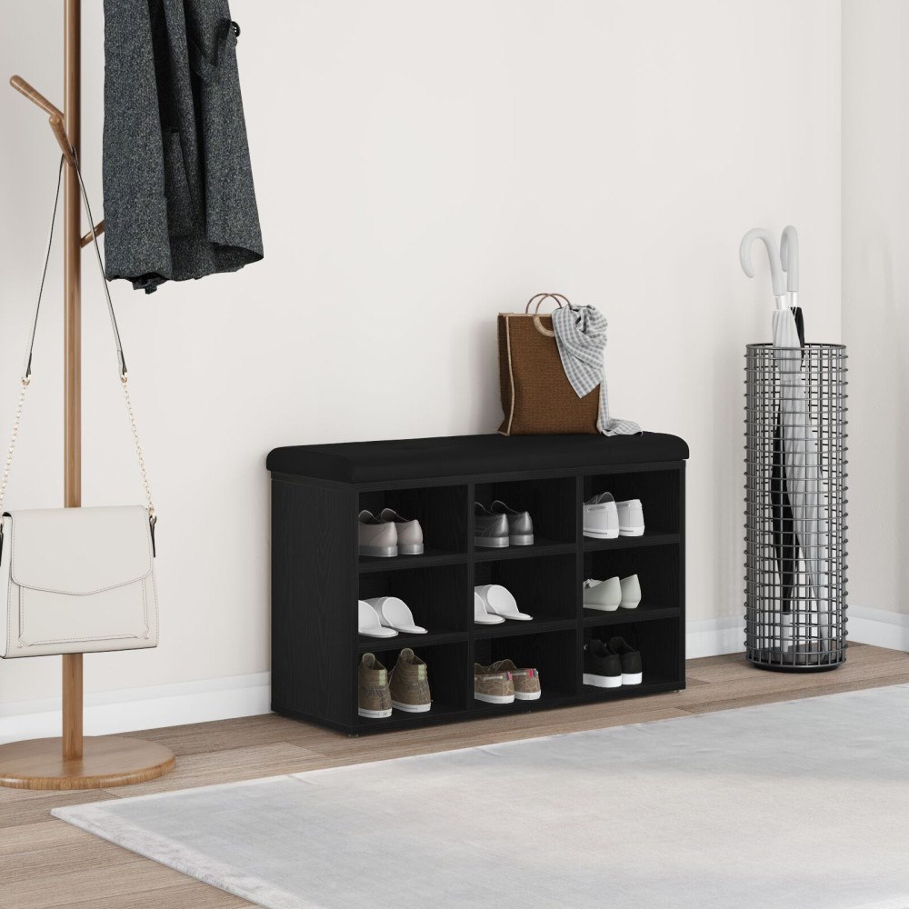 vidaXL Förvaringsbänk svart ek 80x30x48 cm konstruerat trä