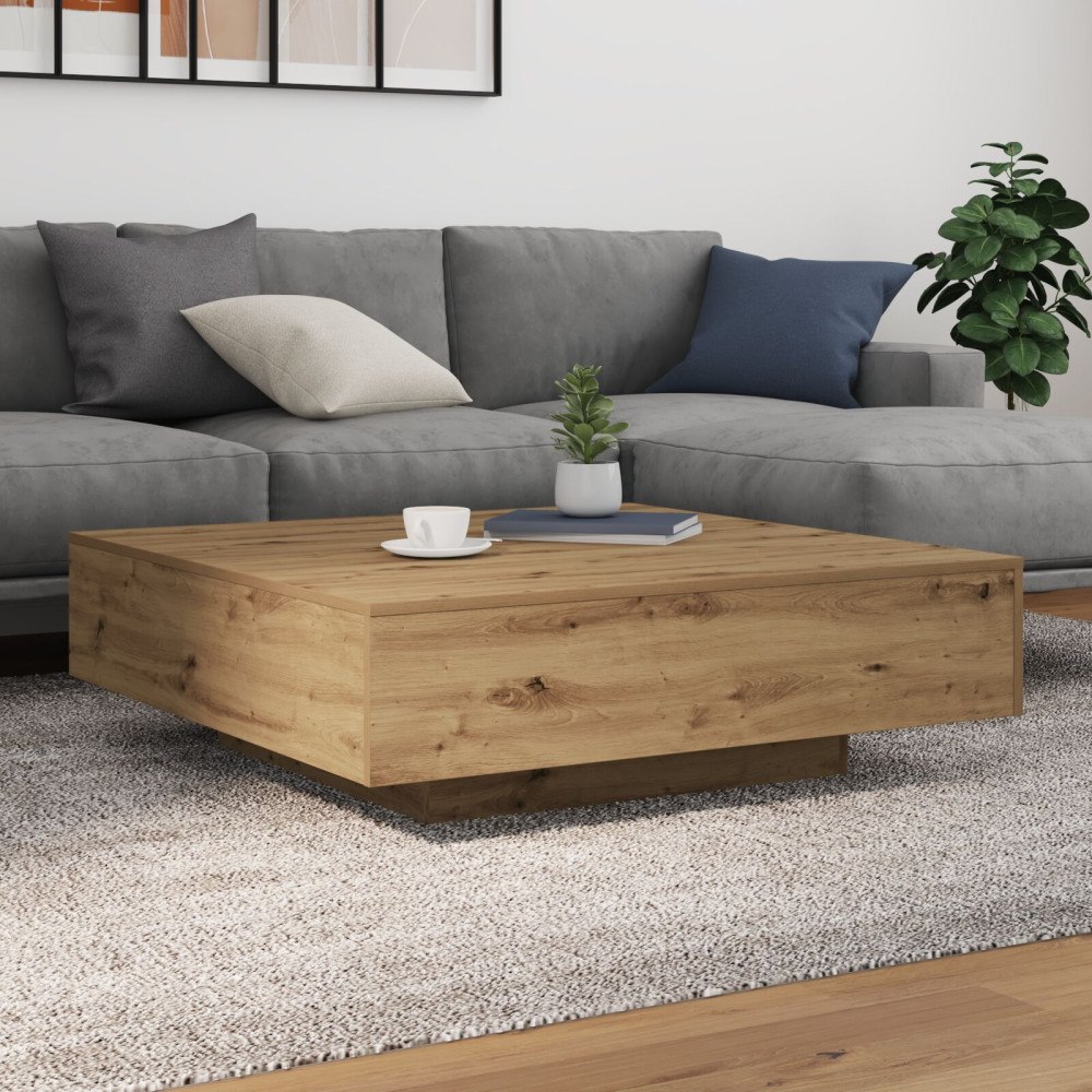 vidaXL Kaffe Bord Massiv ek Konstruerat trä 100 x 100 x 31 cm