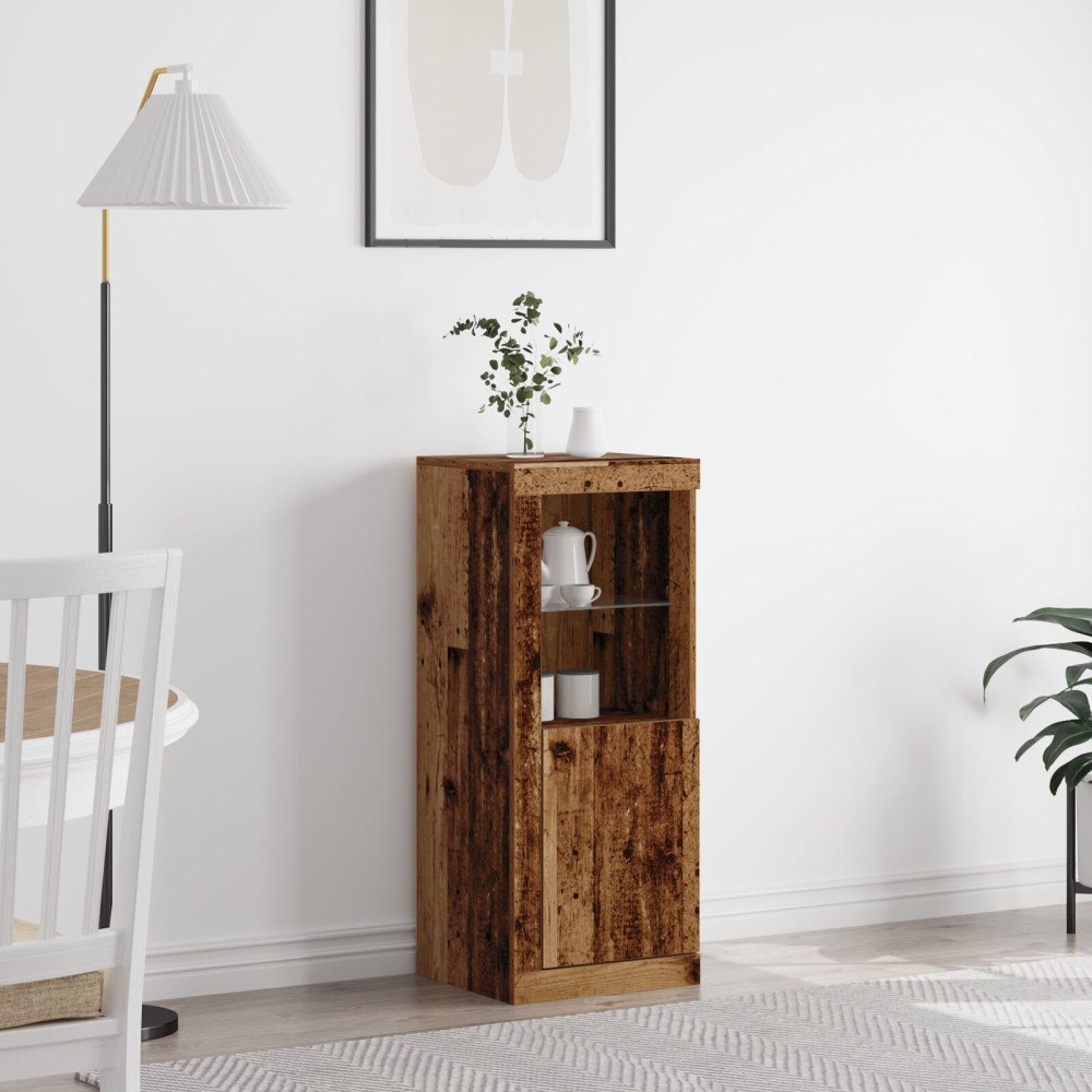 vidaXL Sideboard med LED-lampor återvunnet trä 41x37x100 cm