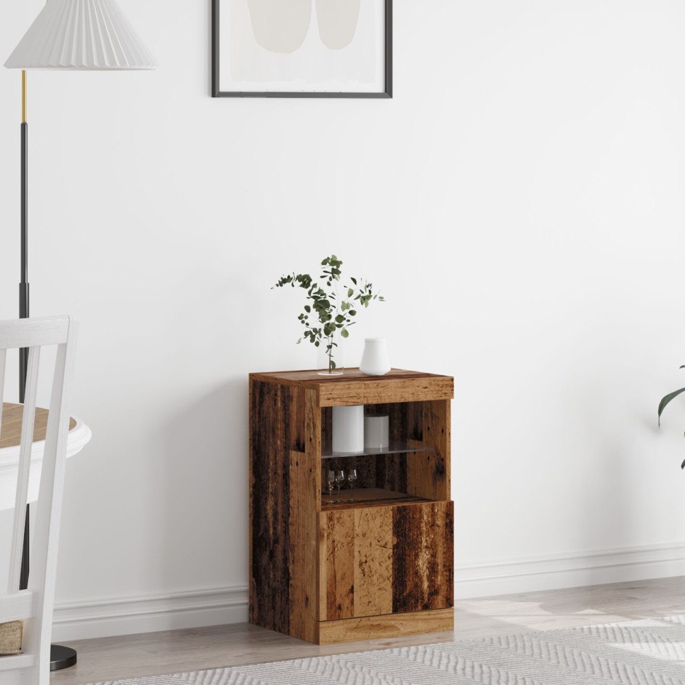vidaXL Sideboard med LED-lampor återvunnet trä 41x37x67 cm