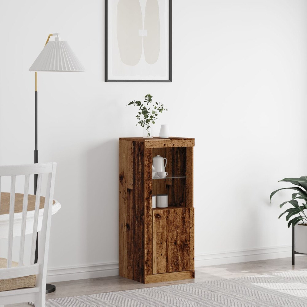 vidaXL Sideboard med LED-lampor återvunnet trä 41x37x100 cm