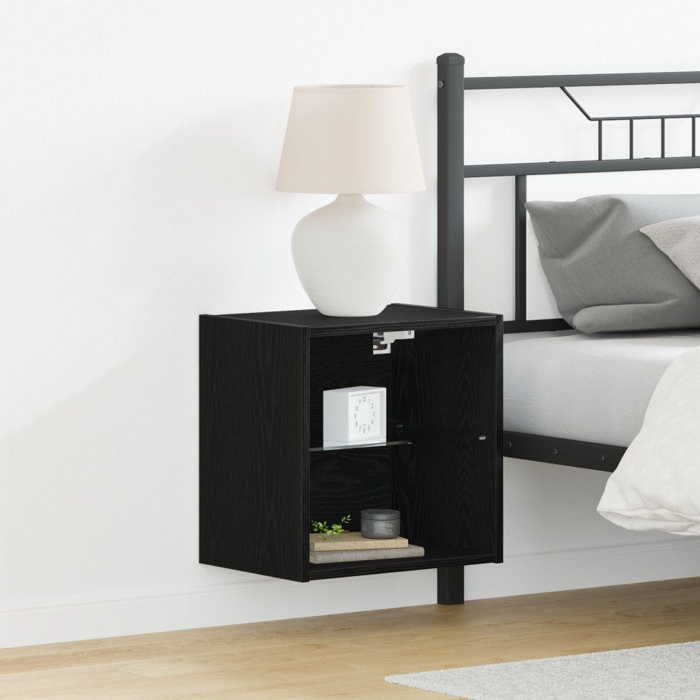 vidaXL Svävande hylla svart ek 40x28,5x40 cm konstruerat trä