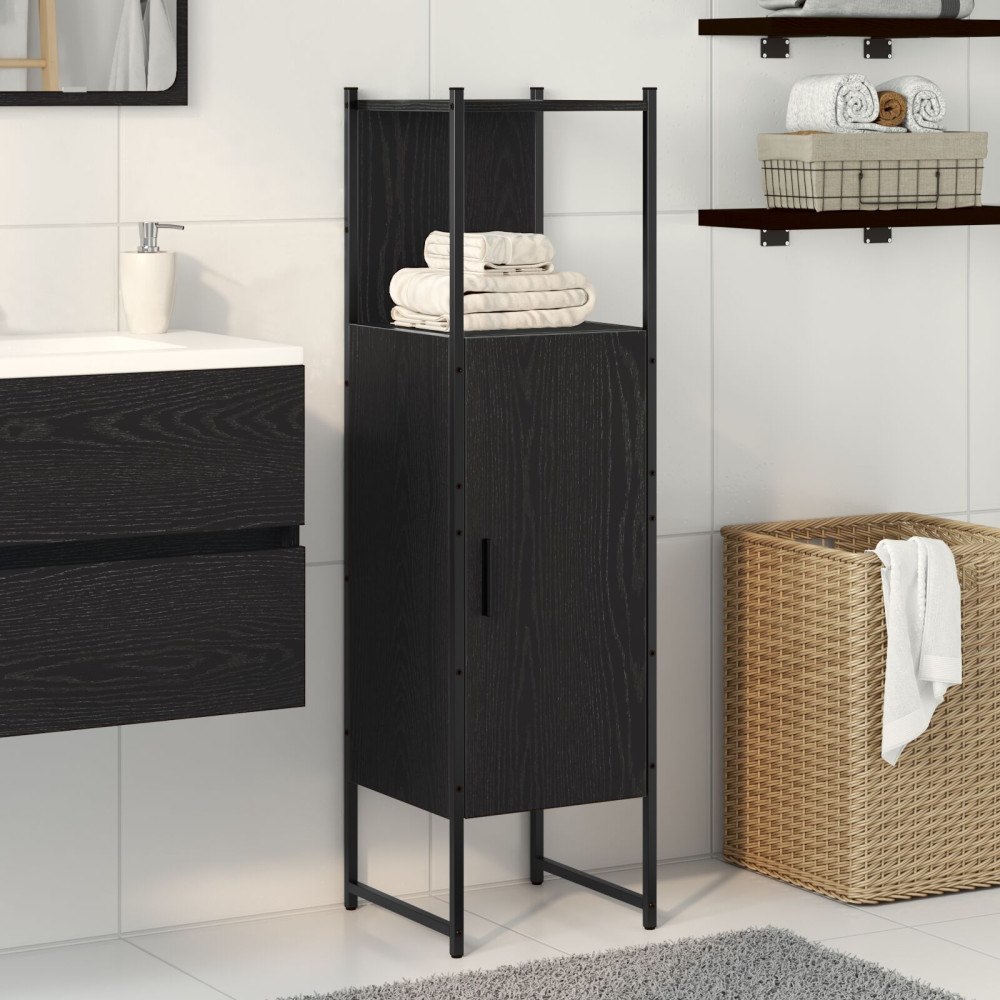 vidaXL Badrumsskåp svart ek 33x33x120,5 cm konstruerat trä