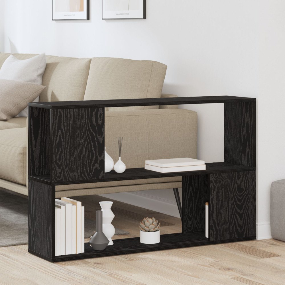 vidaXL Bokhylla Svart Ek 100x24x63 cm Byggd av trä