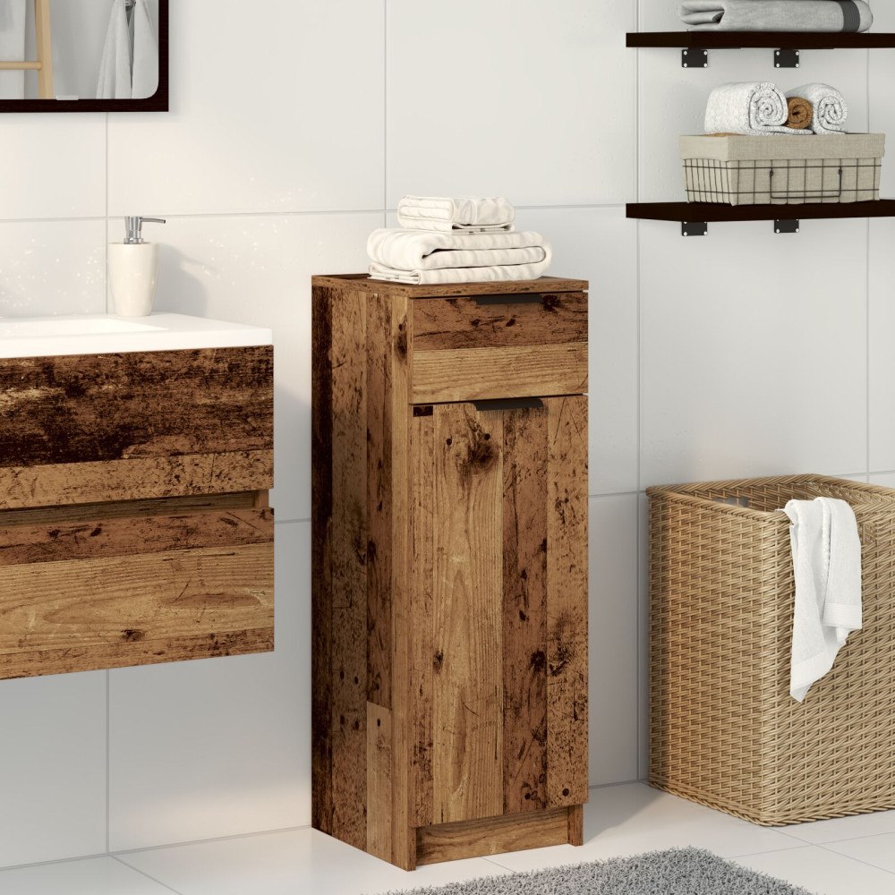 vidaXL Badskåp Gamla Trä 32x34x90 cm Engineered Wood