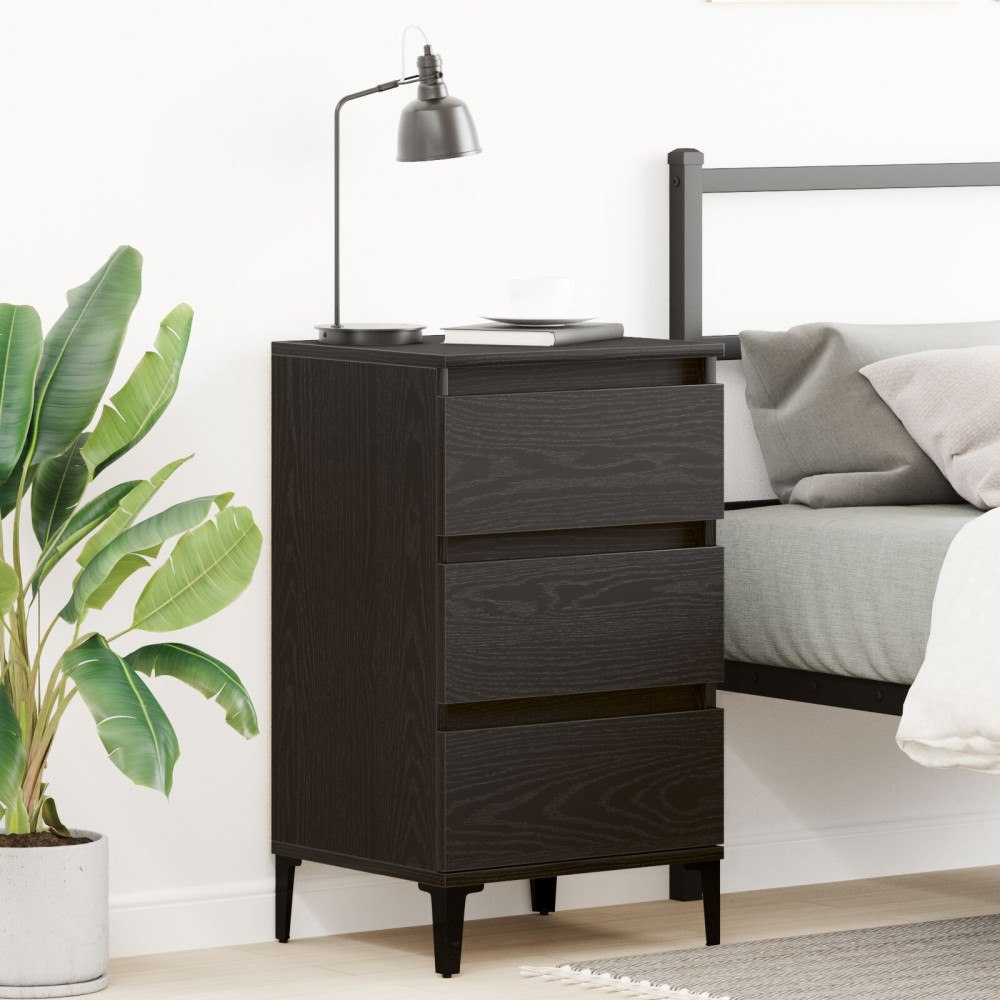 vidaXL Sängbord Svart Ek 40x35x70 cm Konstruerat trä