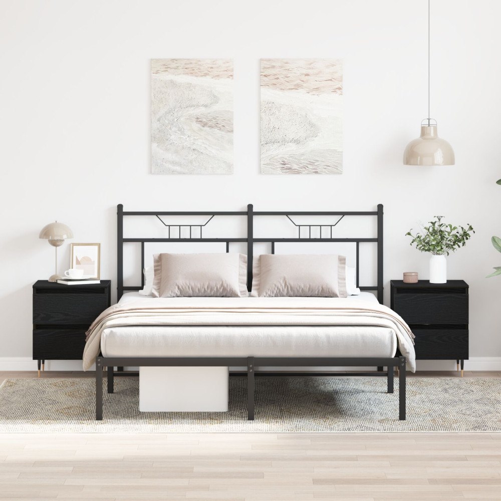 vidaXL Sängbord 2 st svart ek 40x35x50 cm konstruerat trä