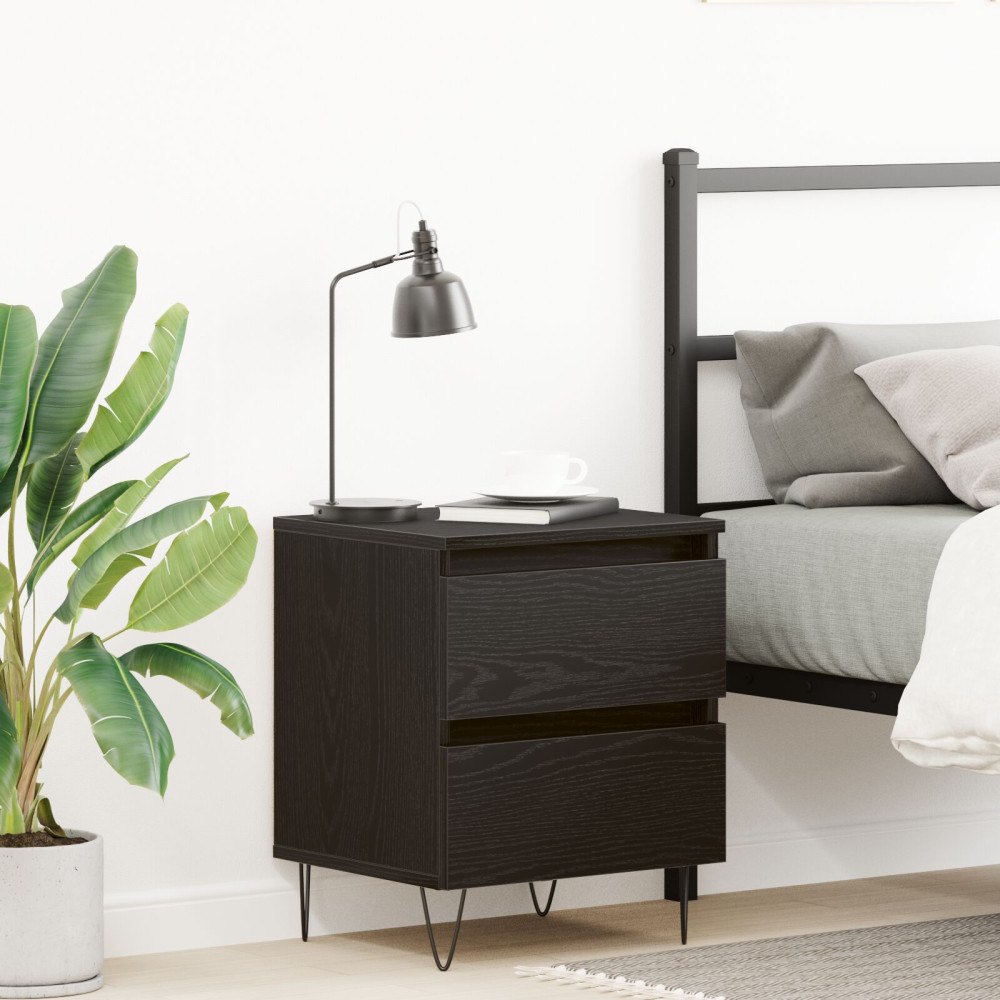 vidaXL Sängbord Svart Ek 40x35x50 cm Konstruerat Trä