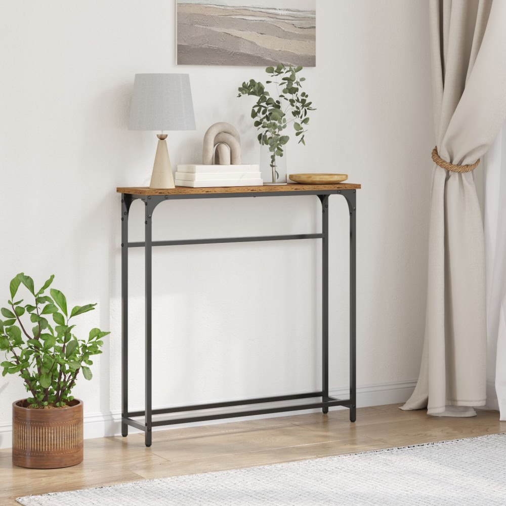 vidaXL Konsolbord återvunnet trä 75x19,5x75cm konstruerat trä och stål