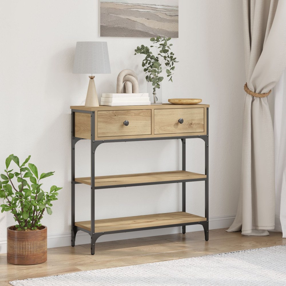 vidaXL Konsolbord artisan ek 72,5x25x75 cm konstruerat trä och stål