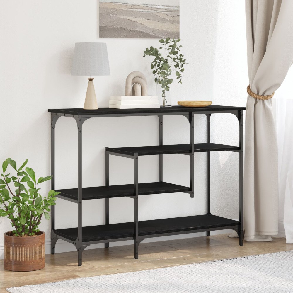 vidaXL Konsolbord svart ek 100x35x75 cm konstruerat trä och stål
