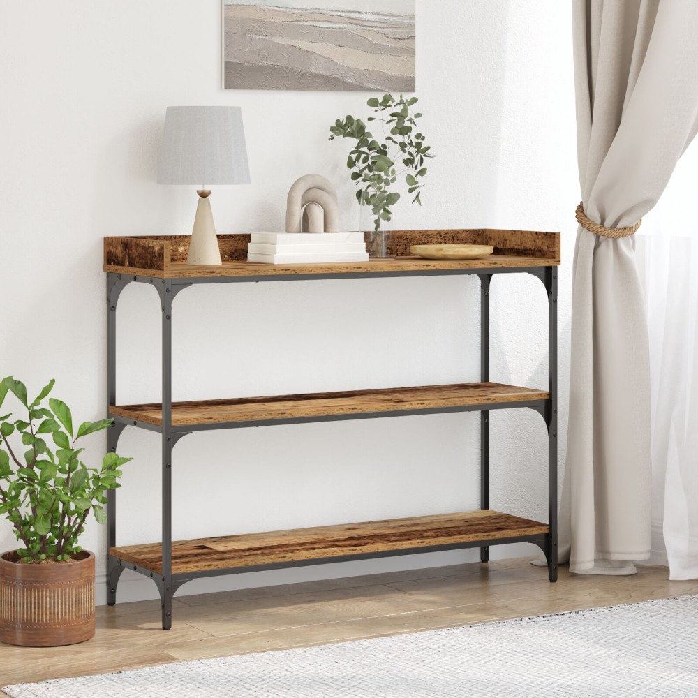 vidaXL Konsolbord återvunnet trä 100x30x80 cm konstruerat trä och stål