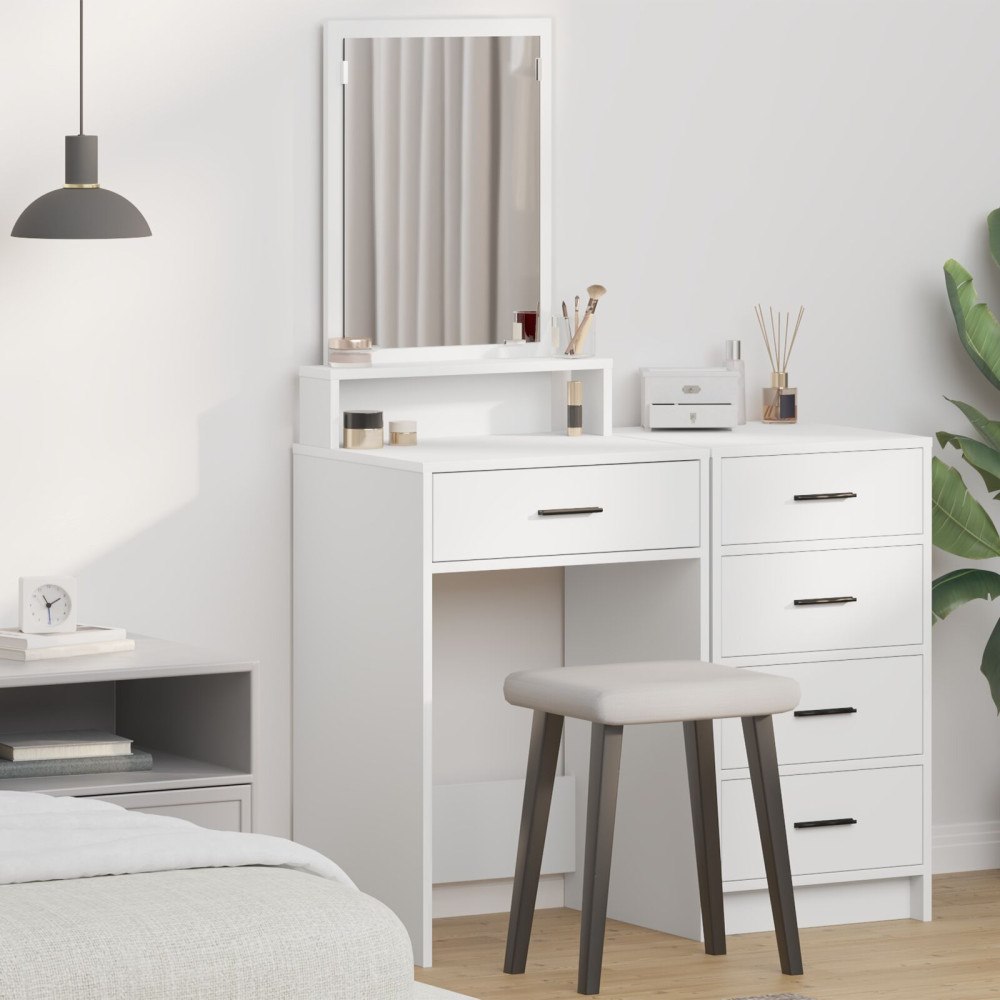 vidaXL Sminkbord med lådor vit 50x41x140 cm
