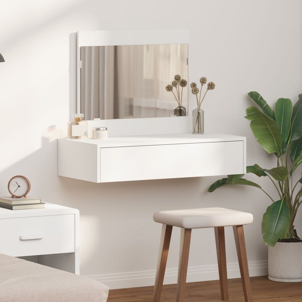 vidaXL Väggmonterat sminkbord vit 83x40x70 cm