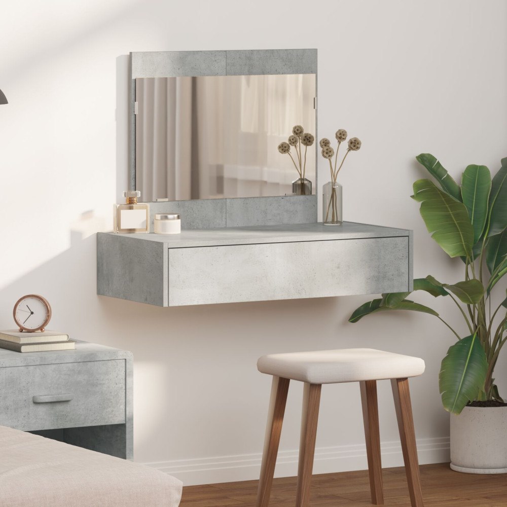 vidaXL Väggmonterat sminkbord betonggrå 83x40x70 cm