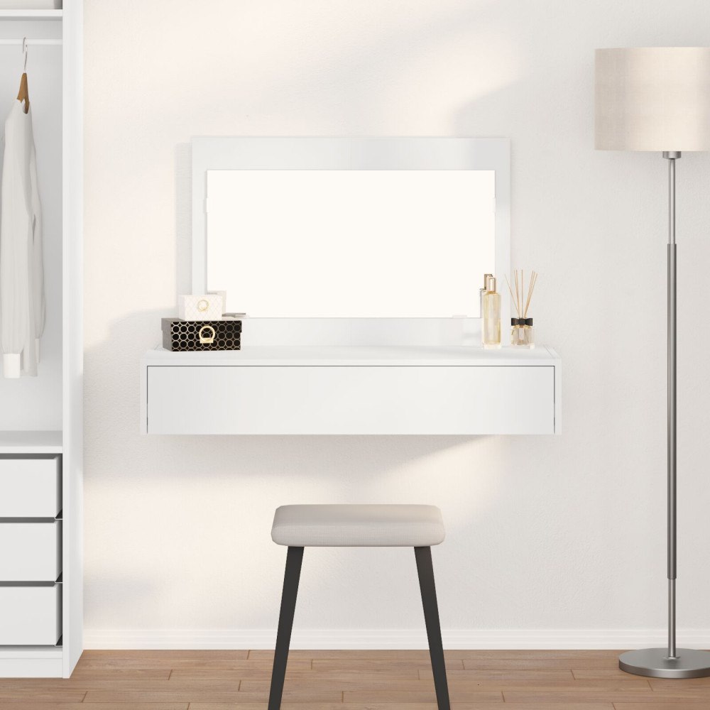 vidaXL Väggmonterat sminkbord Vitt 100x40x70 cm
