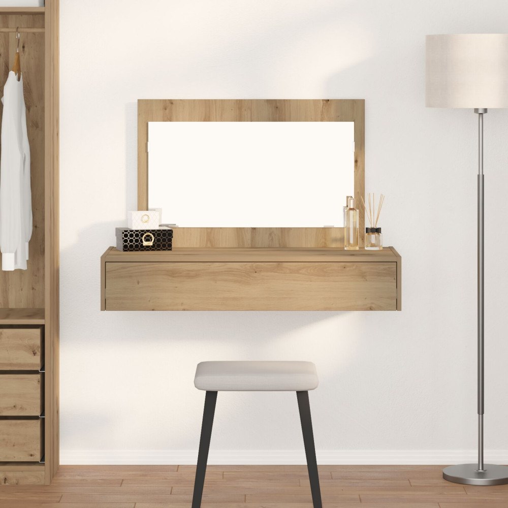 vidaXL Väggmonterat sminkbord artisan ek 100x40x70 cm