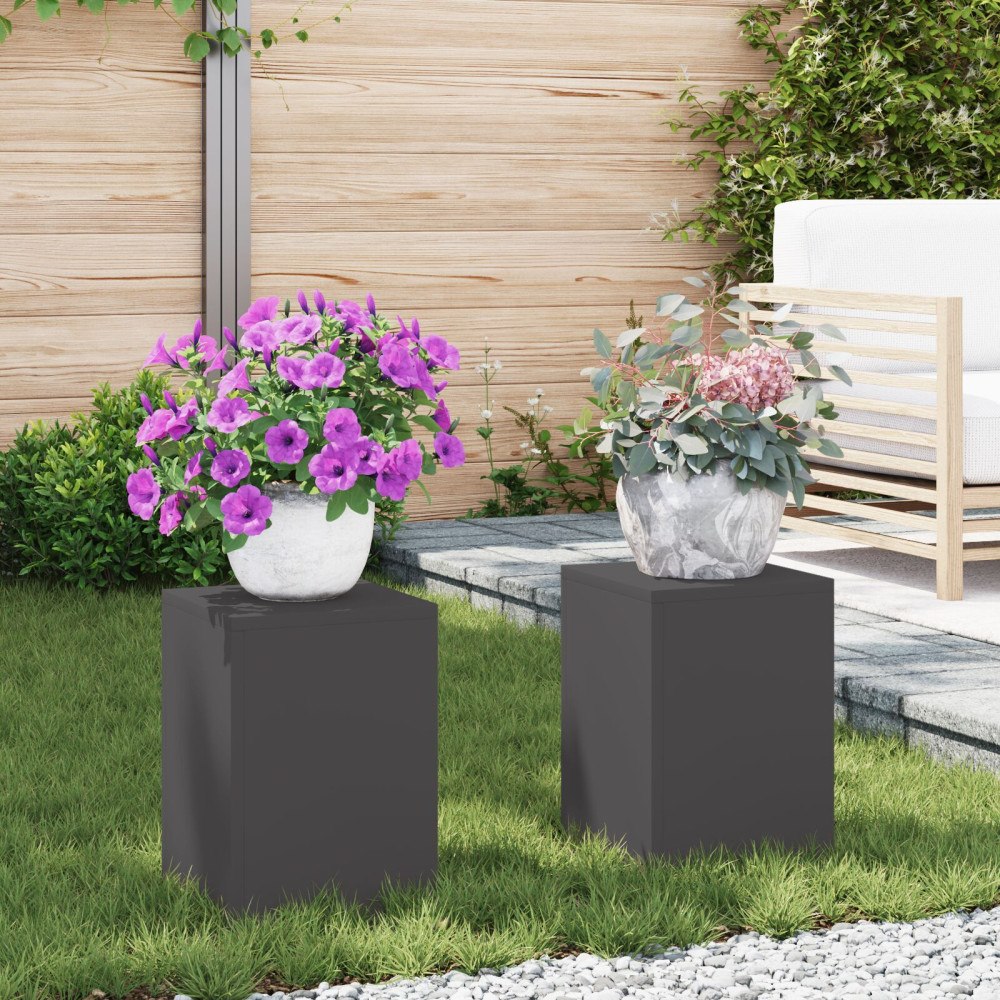 vidaXL Planteringslåda för utomhusbruk 2 st svart 24x24x35 cm stål
