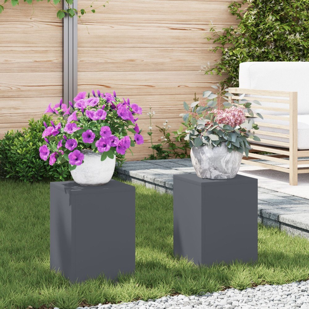vidaXL Planteringslåda för utomhusbruk 2 st antracit 24x24x35 cm stål