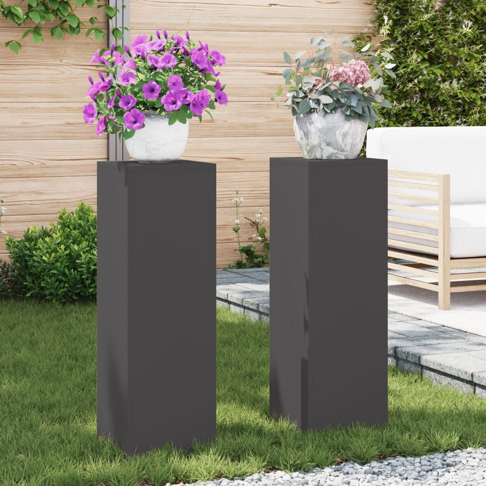 vidaXL Planteringslåda för utomhusbruk 2 st svart 24x24x75 cm stål