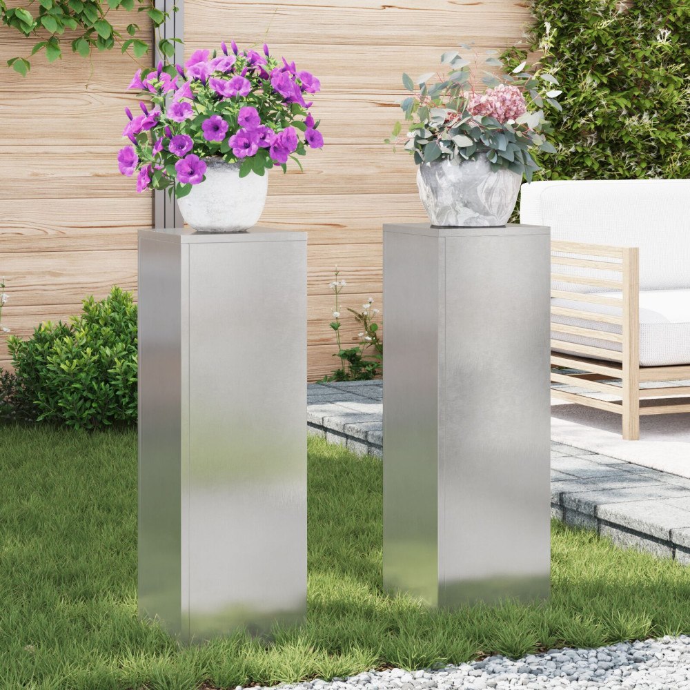 vidaXL Planteringslåda för utomhusbruk 2 st 24x24x75 cm rostfritt stål