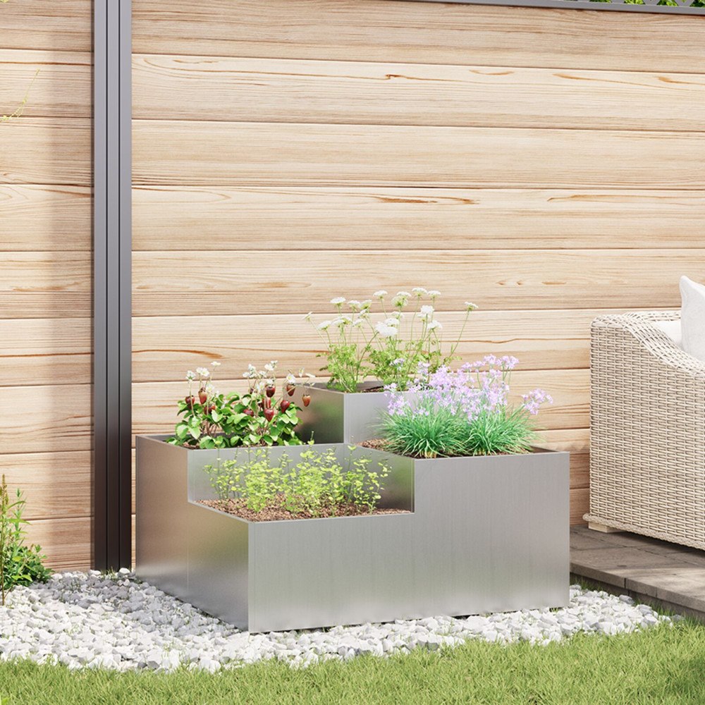 vidaXL Planteringslåda för utomhusbruk 80x80x48 cm galvaniserat stål