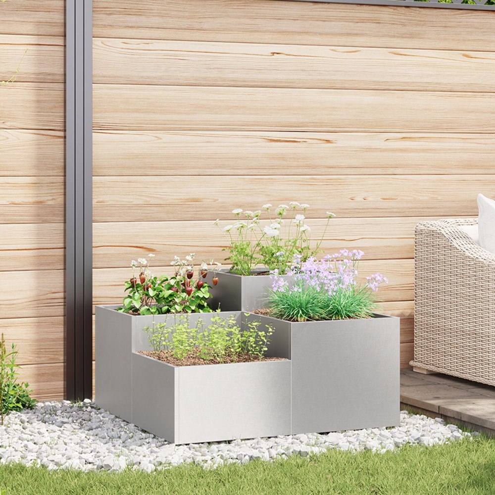 vidaXL Planteringslåda för utomhusbruk 100x100x48 cm rostfritt stål
