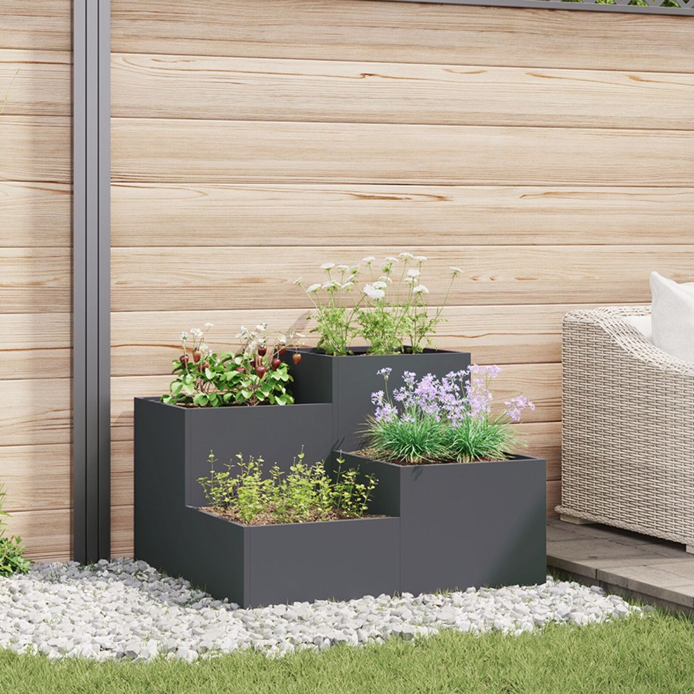 vidaXL Planteringslåda för utomhusbruk 100x100x60 cm antracit stål