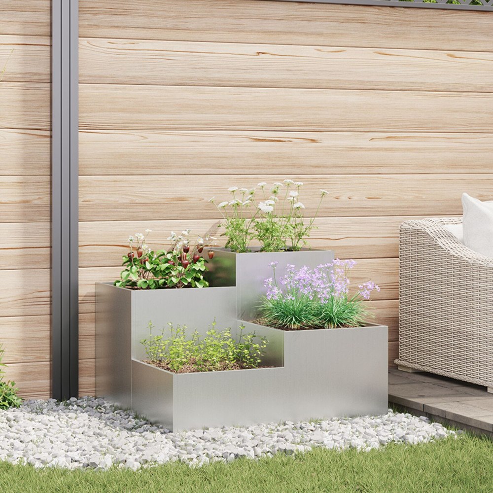 vidaXL Planteringslåda för utomhusbruk 100x100x60 cm galvaniserat stål