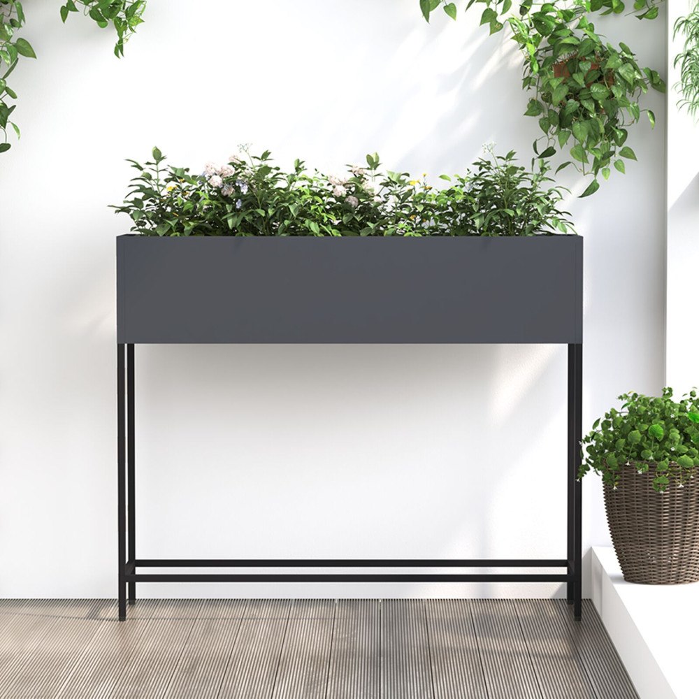 vidaXL Hävdsodlingslåda 100x26x82 cm Antracit Stål