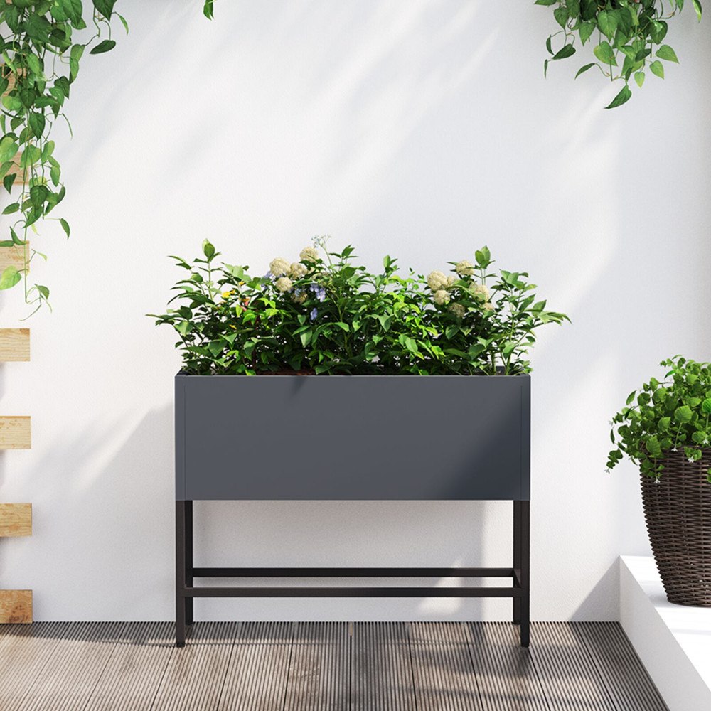 vidaXL Upphöjd Trädgårdsplanterare 60x26x45 cm Antracit Stål
