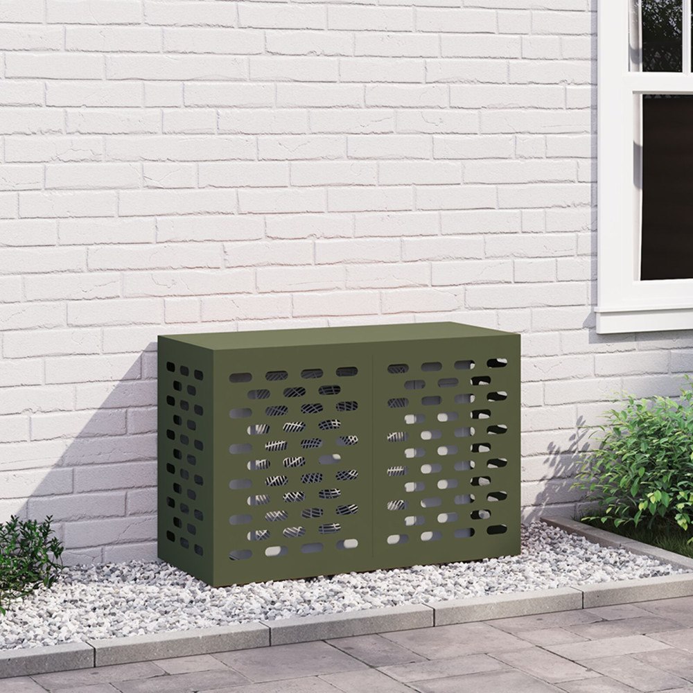 vidaXL Luftkonditioneringsskydd olivgrön 90x40x60 cm stål