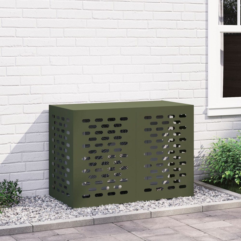 vidaXL Luftkonditioneringsskydd olivgrön 100x50x70 cm