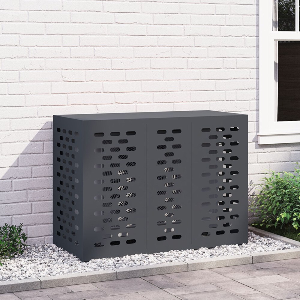 vidaXL Luftkonditioneringsskydd antracit 110x50x80 cm stål