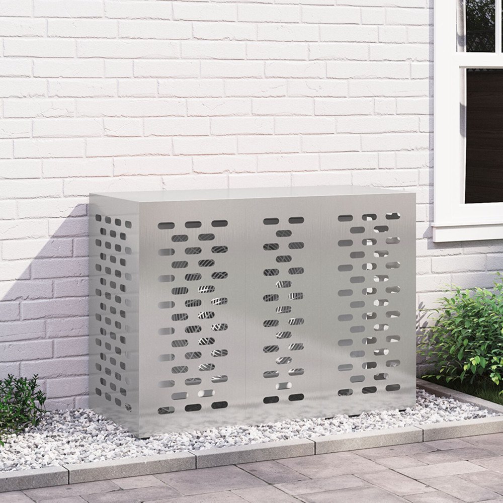 vidaXL Luftkonditioneringsskydd 110x50x80 cm Rostfritt Stål